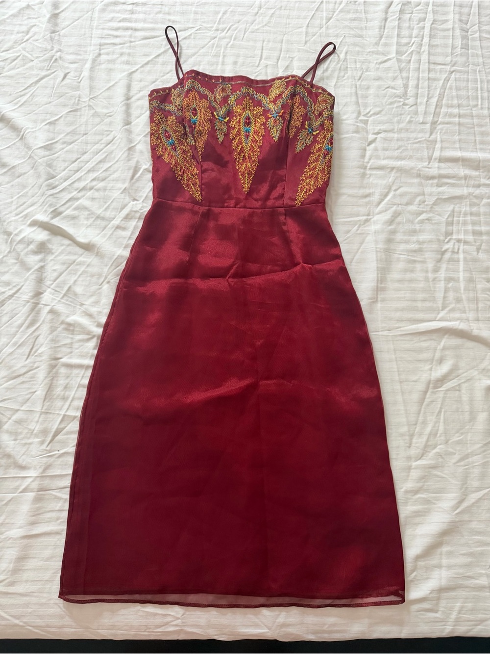 Abs by Allen Schwartz Vintage Burgundy Embroidery Dress